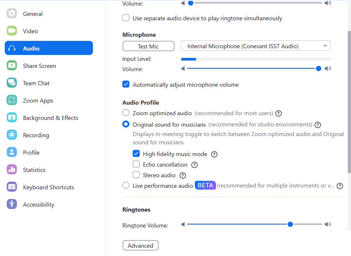 Audio Settings