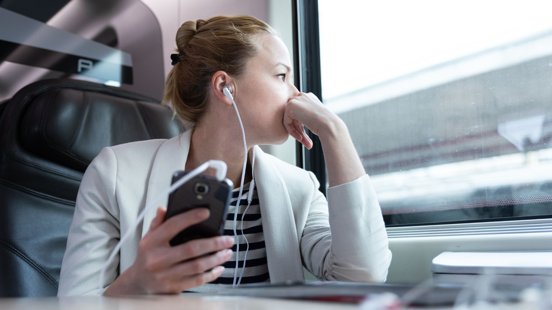 Commuters Listen to Podcast